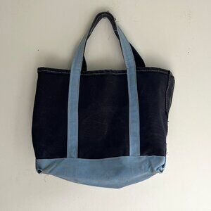 LL BEAN Canvas Vintage Boat Tote Navy Blue